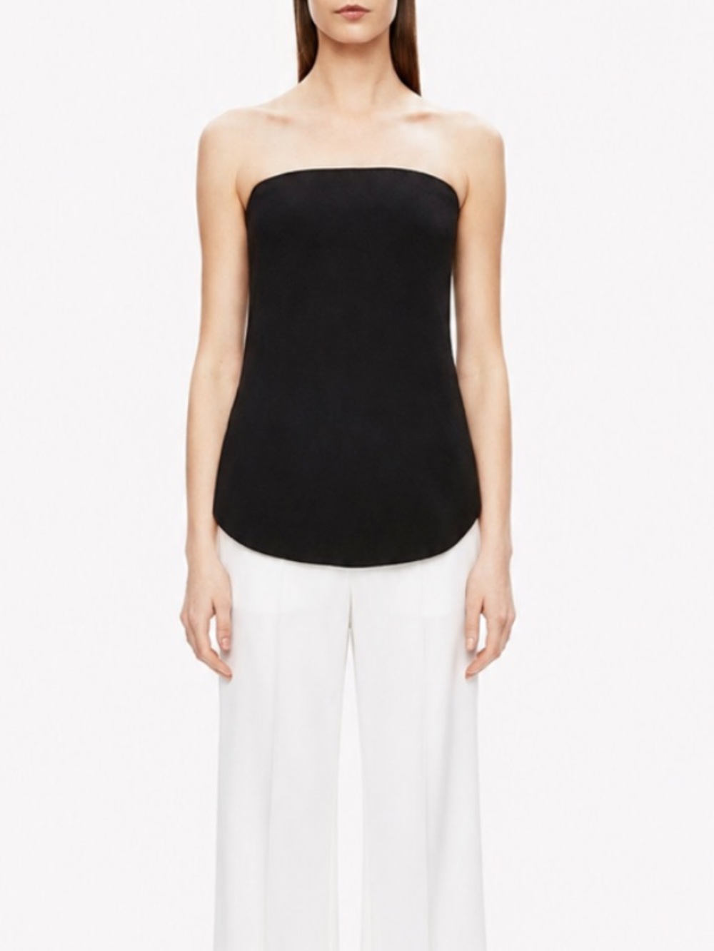 Theory Zalballa Rosina Crepe Black Strapless Bustier Top Minimalist Size 10 NWT